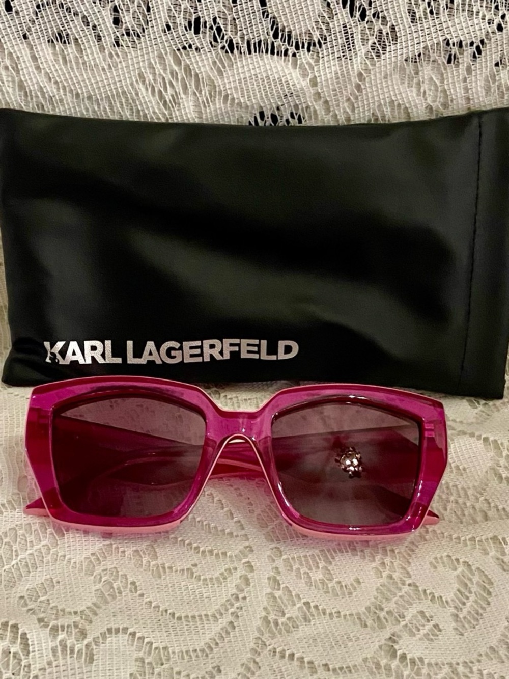 Lagerfeld Pink-Magenta Sunglasses with Soft Case